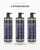 O que vem no kit: 3 ativos Liso 3D de 1 litro cada