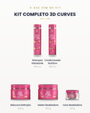 O que vem no Kit Completo 3D Curves: shampoo, condicionador, máscara, geleia e cera